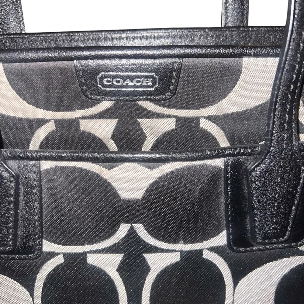 Coach Taylor Signature Bette Mini Tote Monogram Black Silver Canvas Classic